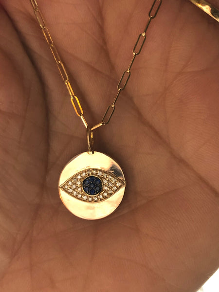 24K 995 Pure Gold Evil Eye Necklace for Women - 1-GN-V00597 in 13.280 Grams